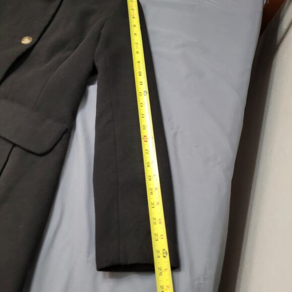 Black Faux Fur Hooded Coat with Gold Crest Buttons by d.e.t.a.i.l.s Intl - Picture 10 of 16